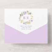 Elegante Paarse gele bloemenfoto bruiloft All In One Uitnodiging (Achterkant)