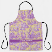 Elegante paarse gele toile d jouy bedrukt schort (Voorkant)