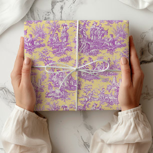 Elegante paarse gele toile de jouy cadeaupapier