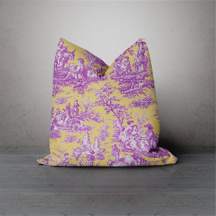 Elegante  paarse gele toile de jouy kussen