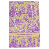 Elegante  paarse gele toile de jouy medium cadeauzakje (Voorkant)
