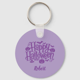Elegante paarse Gepersonaliseerde naam Halloween Sleutelhanger