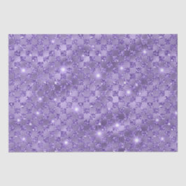 Elegante Paarse Geruite Metallic Glitter Patroon Tissuepapier