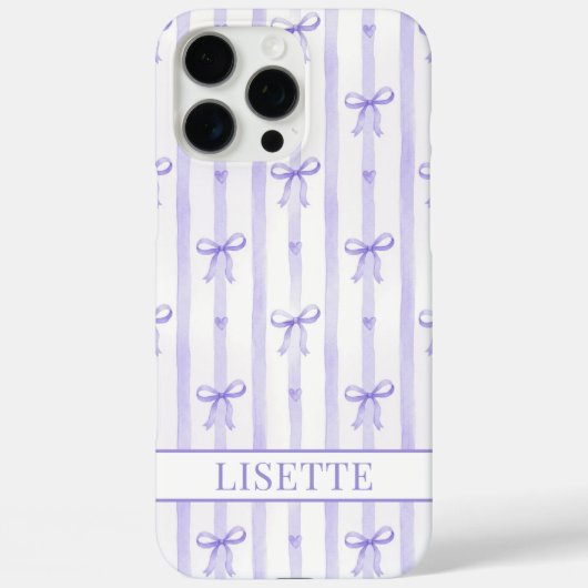Elegante paarse gestreepte Coquette strikken met m Case-Mate iPhone Case (Achterkant)