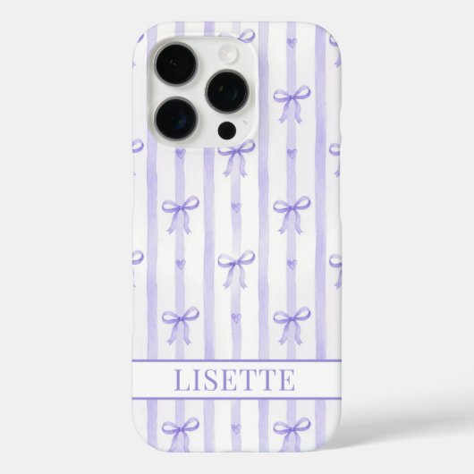 Elegante paarse gestreepte Coquette strikken met m Case-Mate iPhone Case (Achterkant)