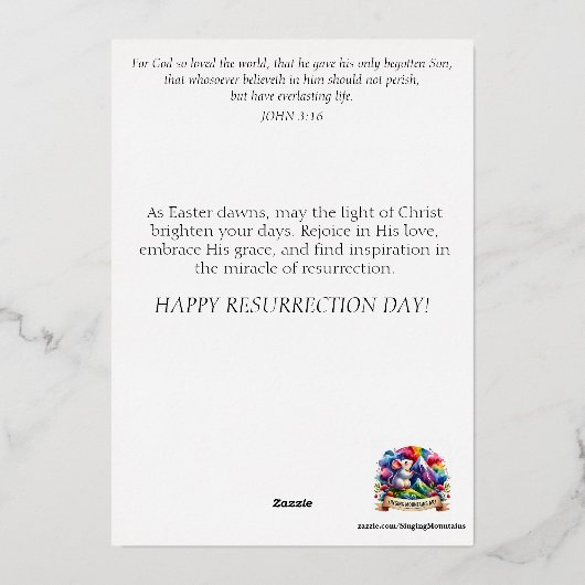 Elegante Paarse Glas-in-lood Konijn Tuinman Pasen Folie Feestdagenkaart (Achterkant)