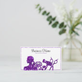 Elegante Paarse glitter bloemenkapper Afsprakenkaartje (Staand voorkant)