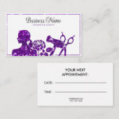 Elegante Paarse glitter bloemenkapper Afsprakenkaartje (Voorkant / Achterkant)