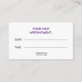 Elegante Paarse glitter bloemenkapper Afsprakenkaartje (Achterkant)