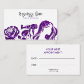 Elegante Paarse glitter bloemenkapper Afsprakenkaartje (Voorkant / Achterkant)