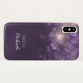 Elegante Paarse Glitter Bokeh Vonken Met Naam Case-Mate iPhone Case (Achterkant (horizontaal))