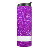 Elegante Paarse Glitter Custom Name Thermosbeker (Gedraaid links)