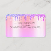 Elegante Paarse Glitter Drips Roof Real Estate Visitekaartje (Achterkant)