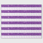Elegante paarse glitter gestreept kersthert cadeaupapier (Vlak)