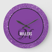 Elegante paarse glitter monogram familienaam