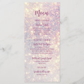 Elegante Paarse Glitter Sparkle Bruiloft Menu (Voorkant)