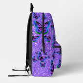Elegante paarse glitter vlinders monogram bedrukte rugzak (Links)