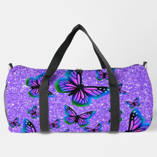 Elegante paarse glitter vlinders monogram plunjezak (Achterkant)