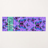 Elegante paarse glitter vlinders monogram yogamat (Voorkant (horizontaal))