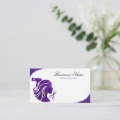 Elegante Paarse glitter vrouw kapper Afsprakenkaartje (Staand voorkant)
