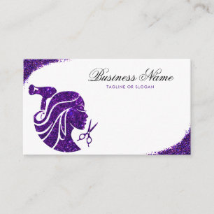 Elegante Paarse glitter vrouw kapper Afsprakenkaartje