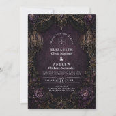Elegante Paarse Goth Huwelijk Kaart (Voorkant)