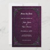Elegante paarse gotische Save the date Aankondiging (Voorkant)