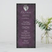 Elegante paarse gotische trouwmenu menu (Staand voorkant)