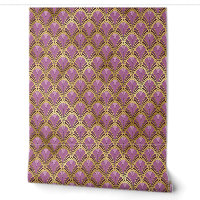 Elegante Paarse Goud Art Deco Peel en Stick