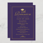 Elegante Paarse gouden 5e klas reünie uitnodiging (Voorkant / Achterkant)