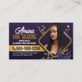 Elegante Paarse & Gouden Afrikaans Haar Vlechten F Visitekaartje (Voorkant)