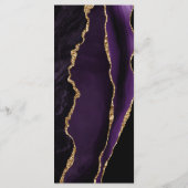Elegante Paarse Gouden Agaat Marmeren Bruiloft Menu (Achterkant)