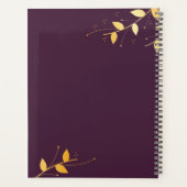 Elegante Paarse gouden bladeren bruiloft planner (Achterkant)