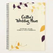 Elegante Paarse gouden bladeren bruiloft planner (Voorkant)