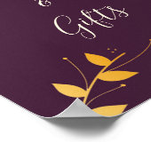 Elegante Paarse gouden bladeren Kaarten & geschenk Poster (Hoek)