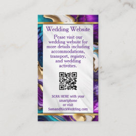 Elegante Paarse, gouden, Blauwgroen bruiloft infor Informatiekaartje