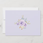 Elegante Paarse Gouden Bloemen Eerste Communie Doo Kaart (Achterkant)