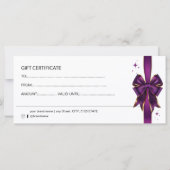 Elegante Paarse & gouden boog cadeaubon (Achterkant)
