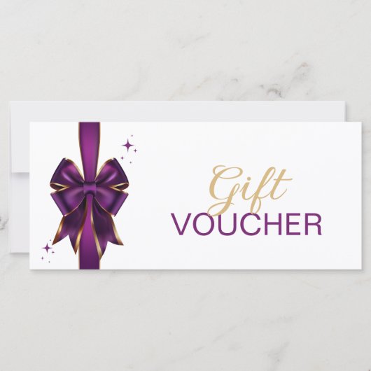 Elegante Paarse & gouden boog cadeaubon (Voorkant)