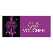 Elegante Paarse & Gouden Boog Cadeaubon | korting Reclamekaart