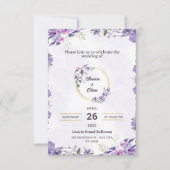 Elegante Paarse gouden bruiloft Kaart (Voorkant)