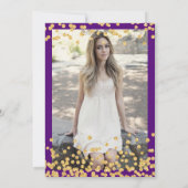 Elegante Paarse gouden Confetti foto Sweet 16 Kaart (Achterkant)