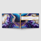 Elegante Paarse, gouden en Blauwgroen bruiloft Gastenboek (Volledig)
