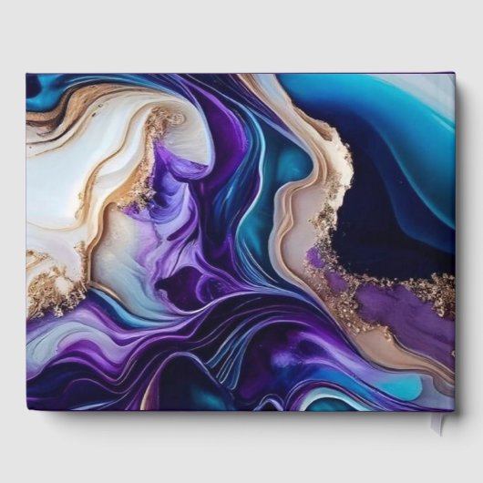 Elegante Paarse, gouden en Blauwgroen bruiloft Gastenboek (Achterkant)