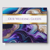 Elegante Paarse, gouden en Blauwgroen bruiloft Gastenboek (Voorkant)