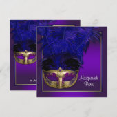 Elegante paarse gouden galafeest uitnodigingen (Voorkant / Achterkant)