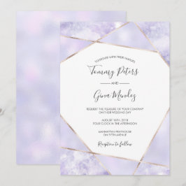 Elegante Paarse & Gouden Geometische Huwelijksuitn Kaart