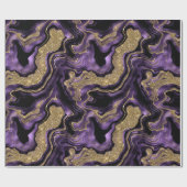 Elegante Paarse & Gouden Glitter Agaat Verjaardag Cadeaupapier (Vlak)