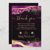 Elegante Paarse & Gouden Glitter Glam Tears Verjaa Bedankkaart (Voorkant / Achterkant)