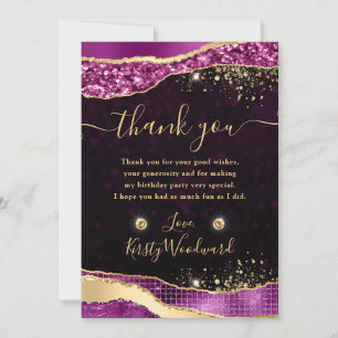 Elegante paarse & gouden glitter glam tranen verja bedankkaart